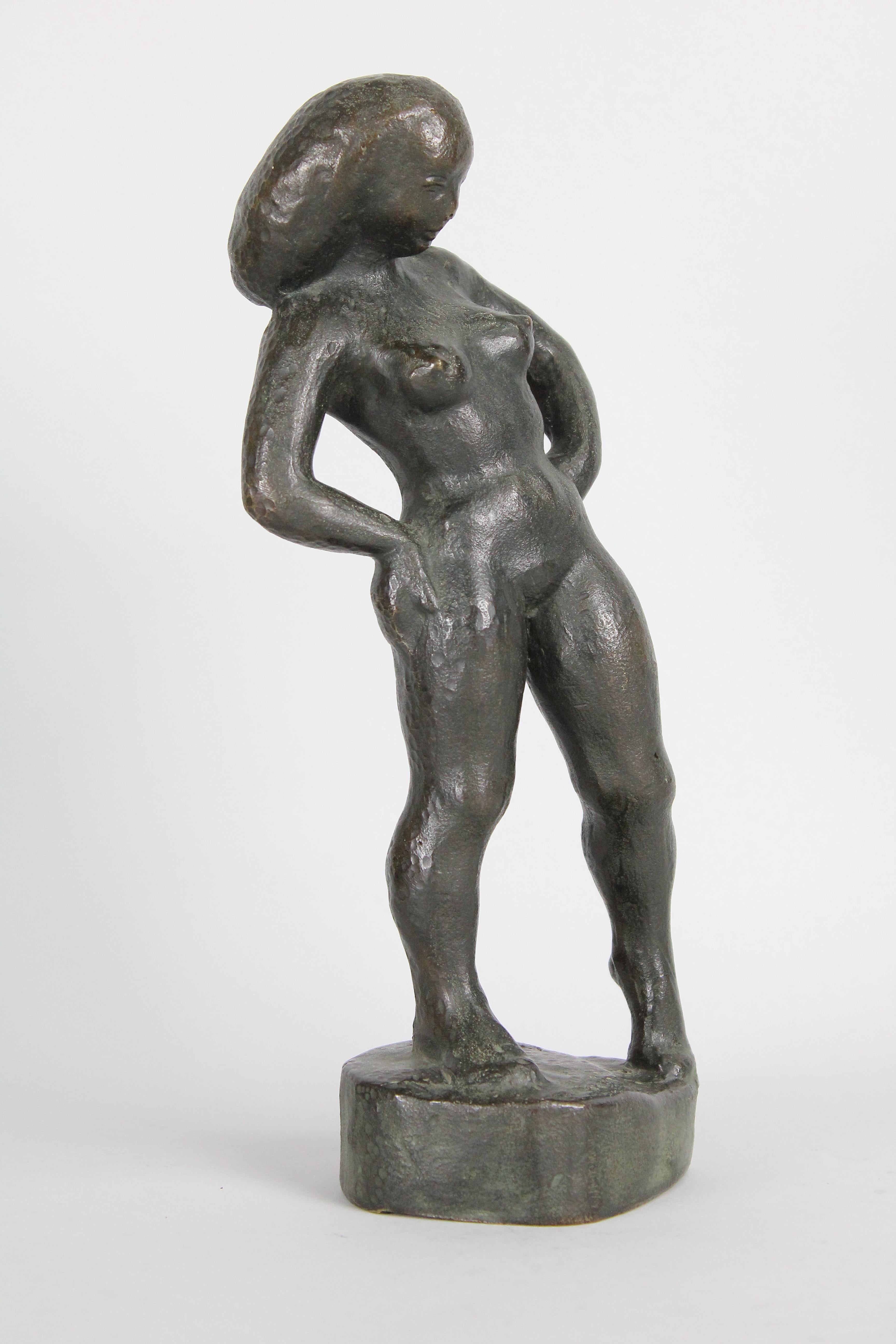 Sigge Berggren, Swedish Modernist Nude Bronze Sculpture, 1940s For Sale 2