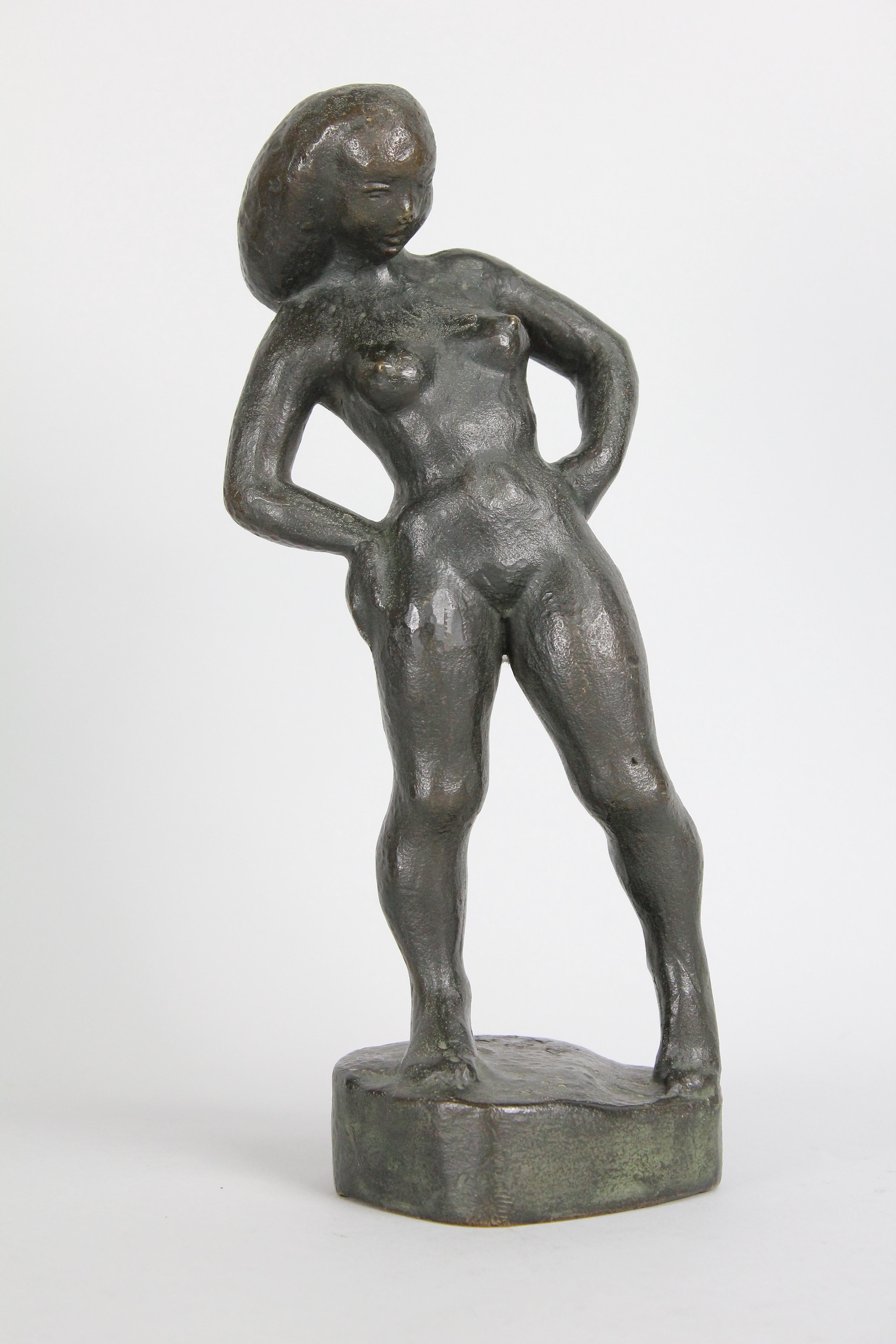 Sigge Berggren, Swedish Modernist Nude Bronze Sculpture, 1940s For Sale 3