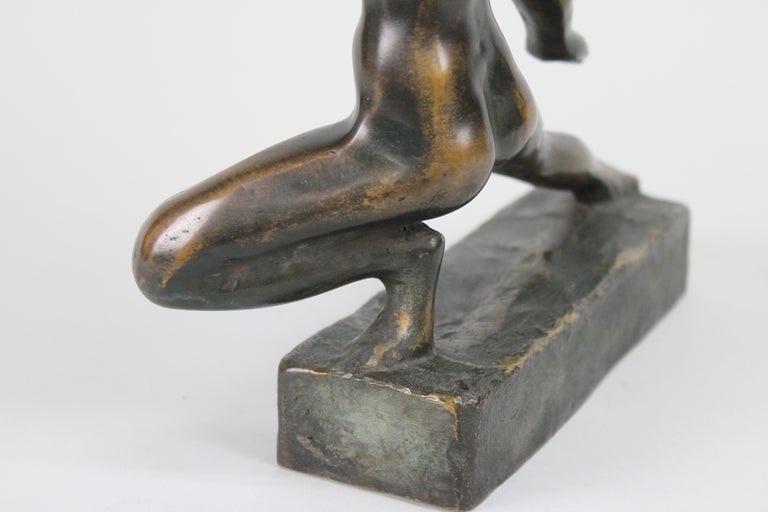 Sigge Berggren Mid Century Swedish Bronze Nude Ballerina Sculpture For