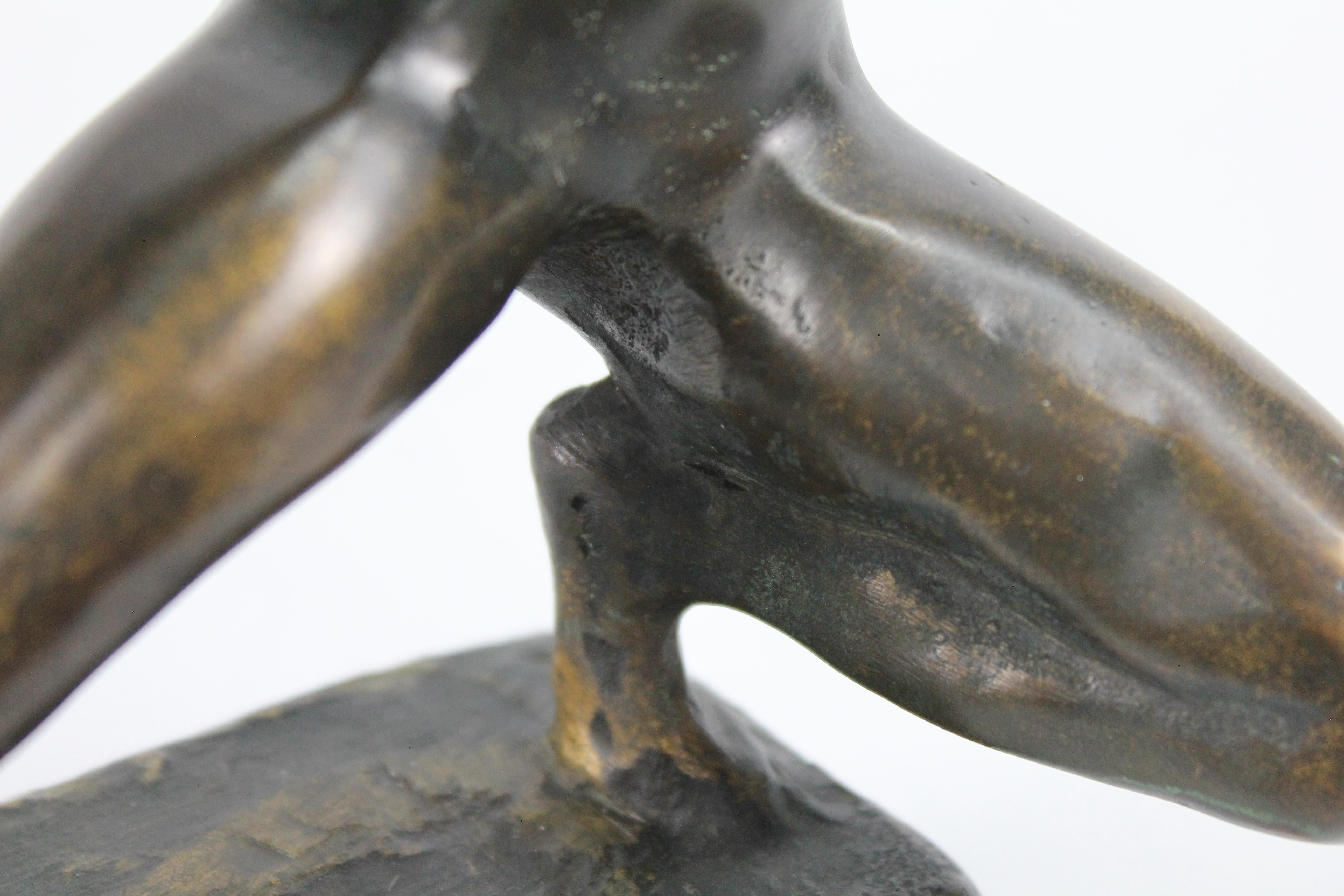 Sigge Berggren Mid-Century Swedish Bronze Nude Ballerina Sculpture For Sale 1