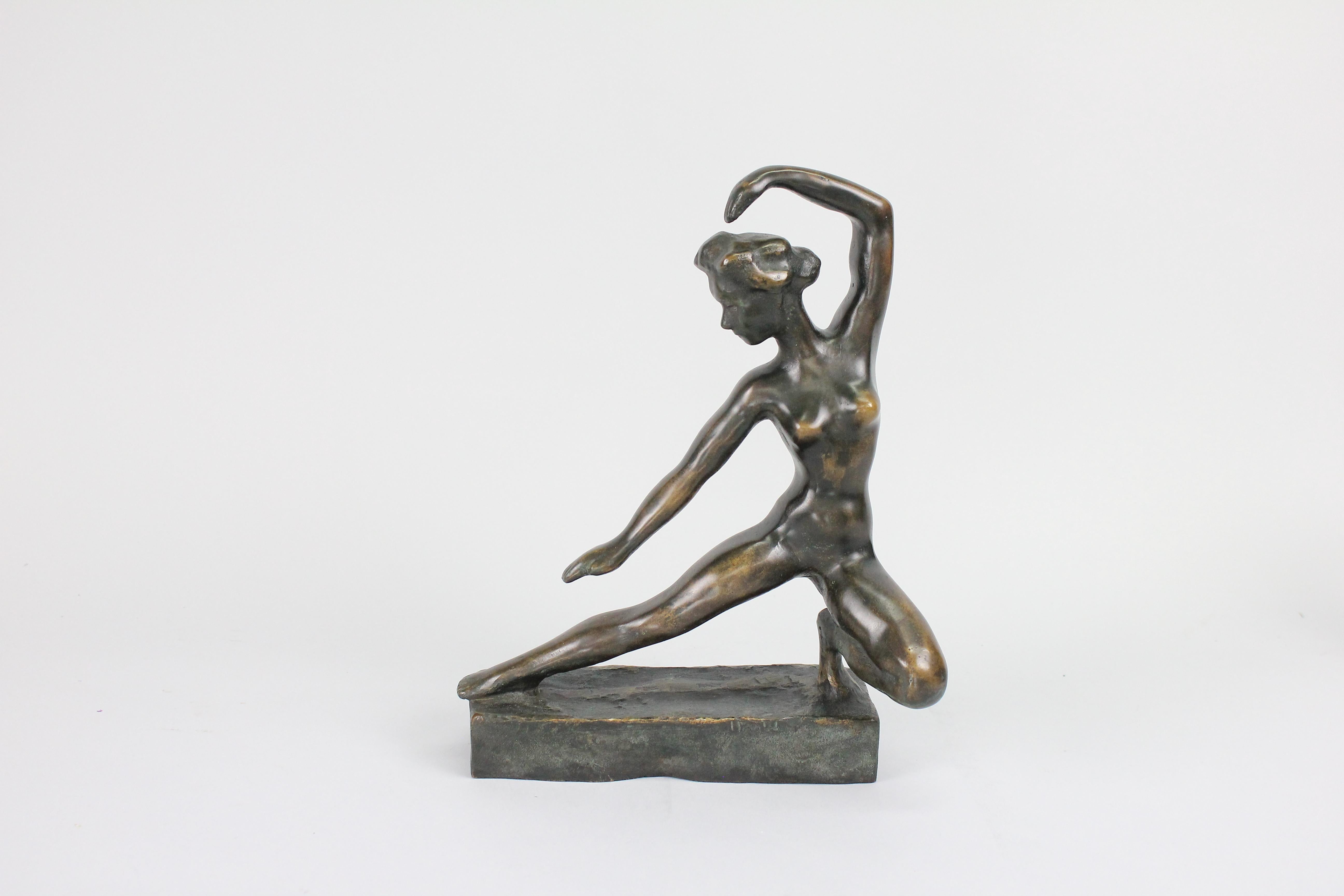 Sigge Berggren Mid-Century Swedish Bronze Nude Ballerina Sculpture For Sale 2