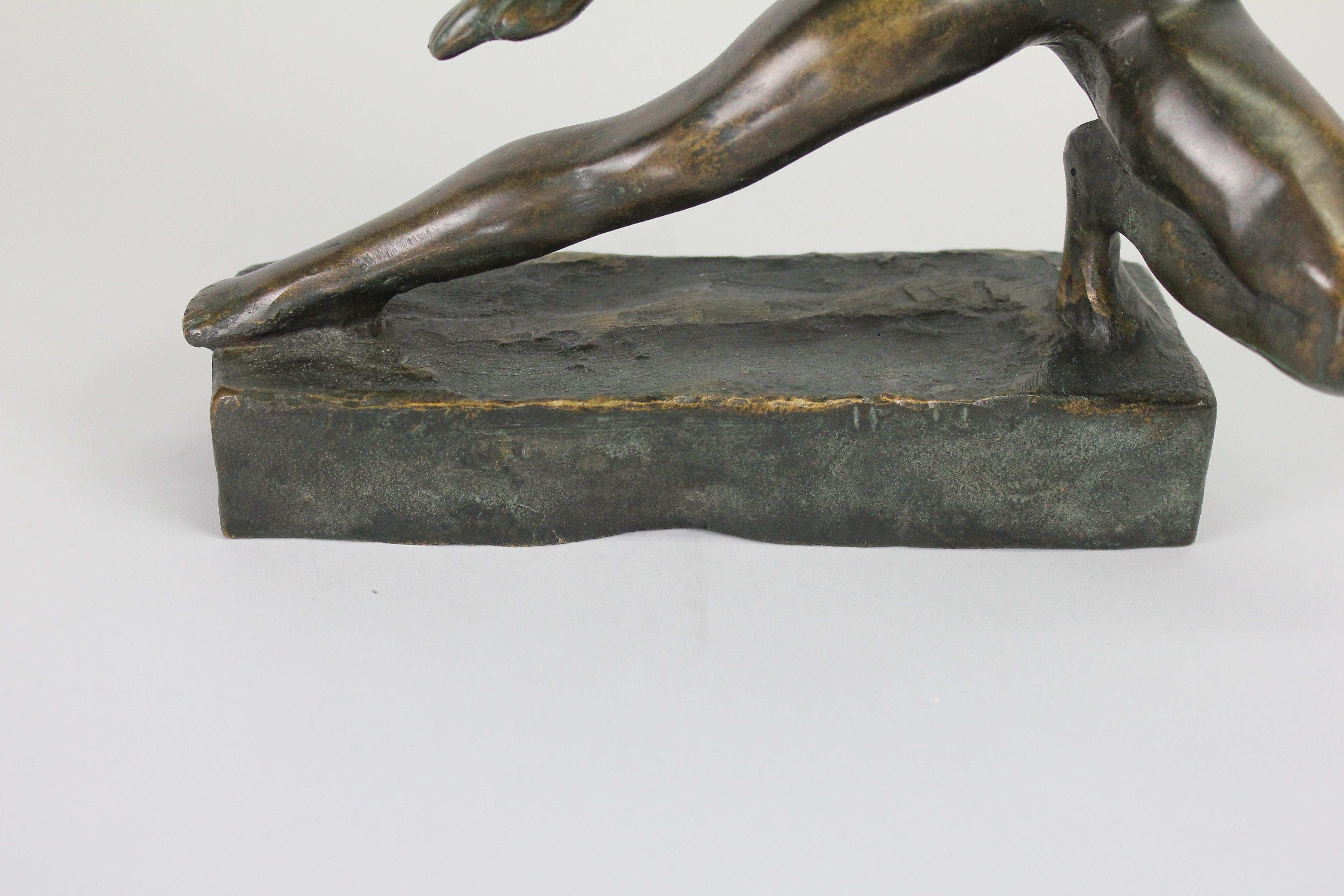 Sigge Berggren Mid-Century Swedish Bronze Nude Ballerina Sculpture For Sale 3