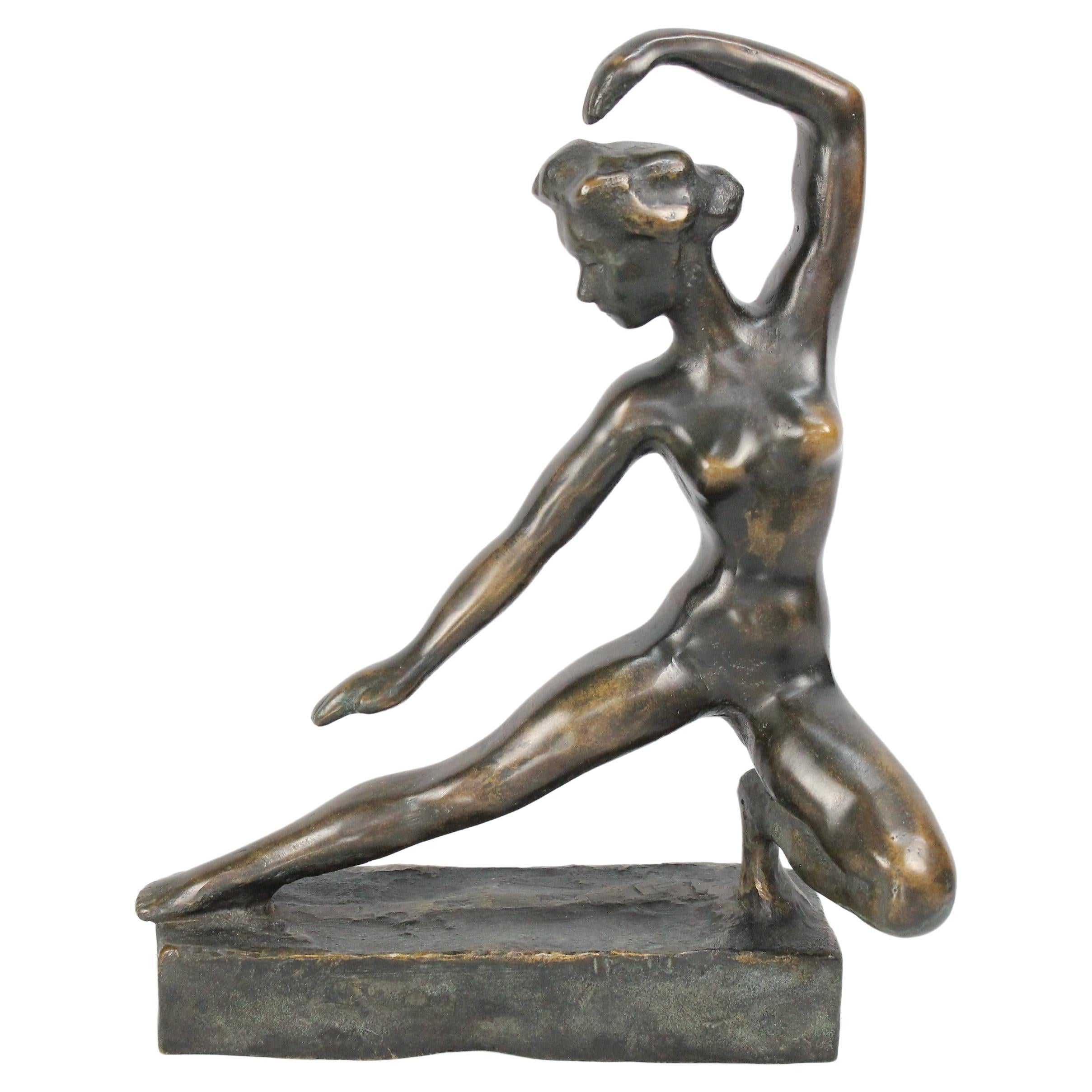 Sigge Berggren Mid-Century Swedish Bronze Nude Ballerina Sculpture For Sale