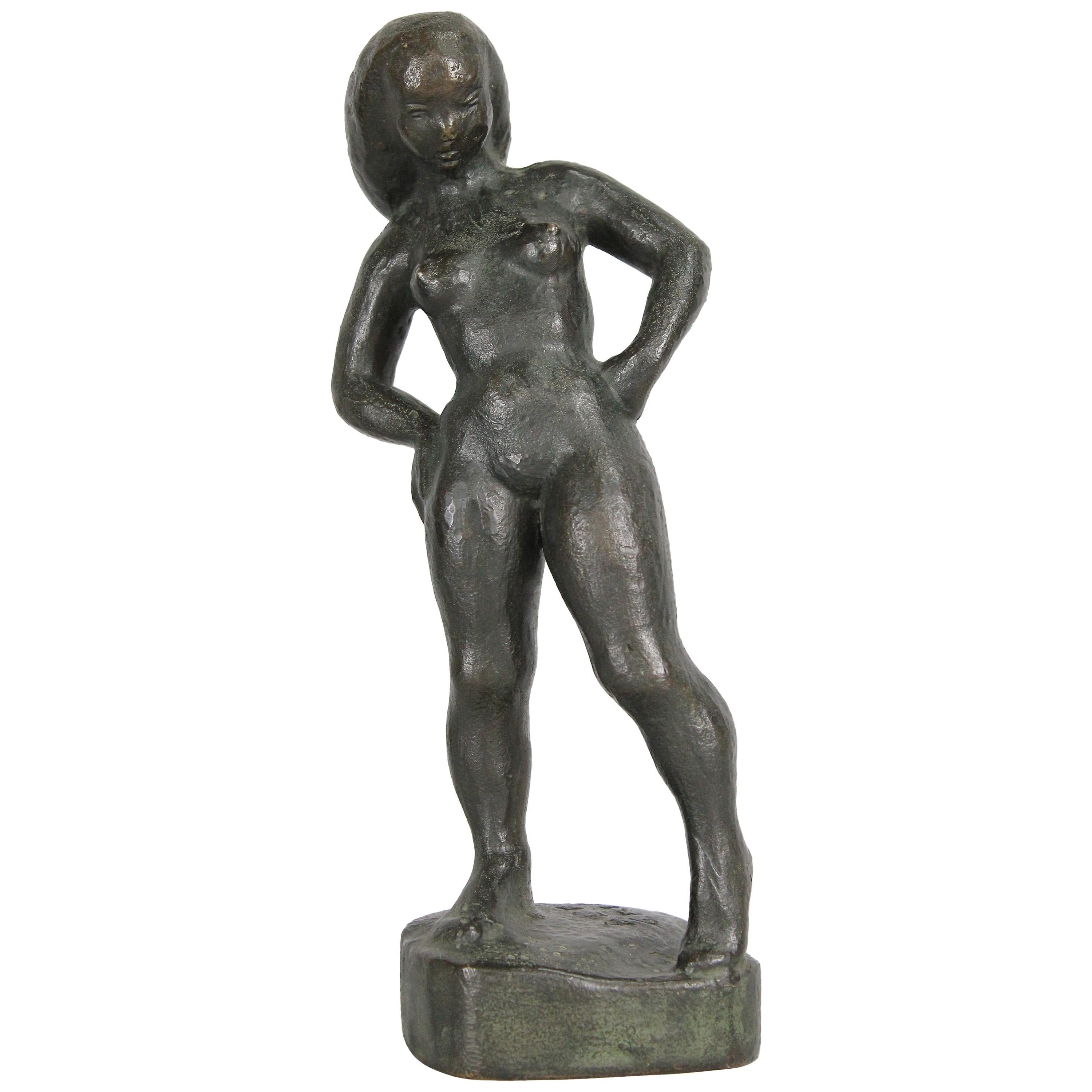 Sigge Berggren, Swedish Modernist Nude Bronze Sculpture, 1940s For Sale
