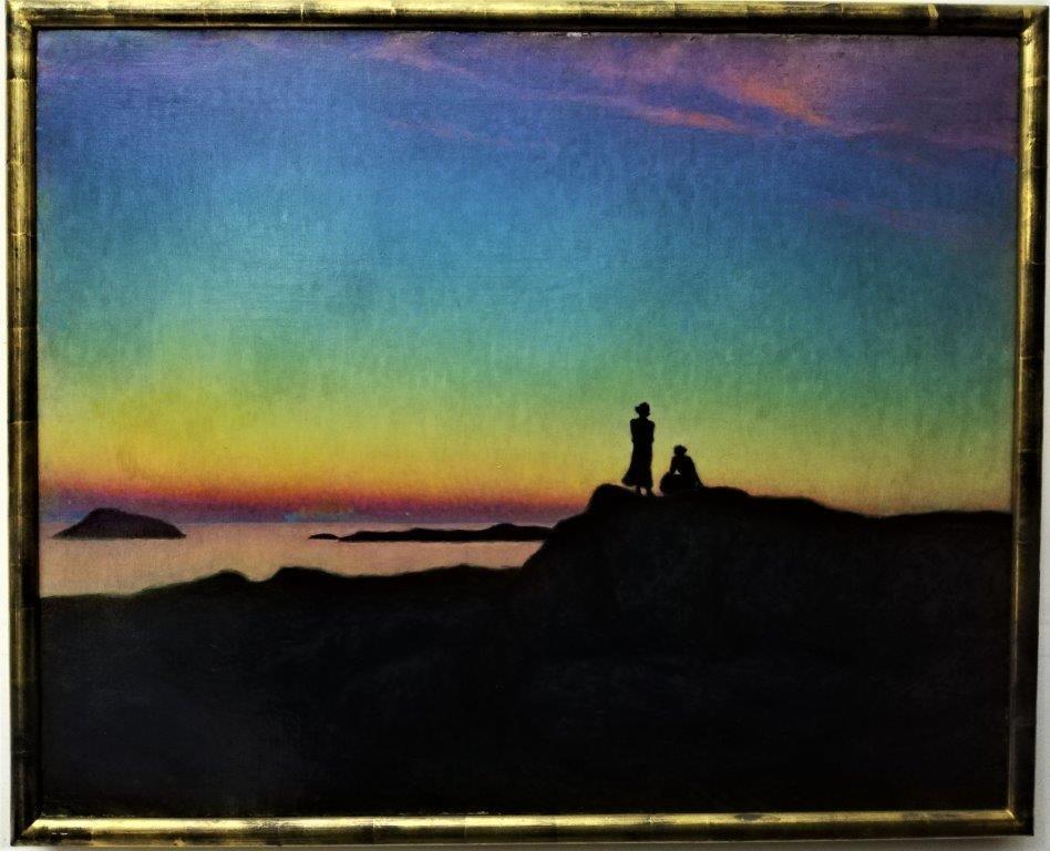 « Soirée d'été dans l'archipelago suédois », huile sur toile originale, tonaliste - Painting de Sigge Jernmark