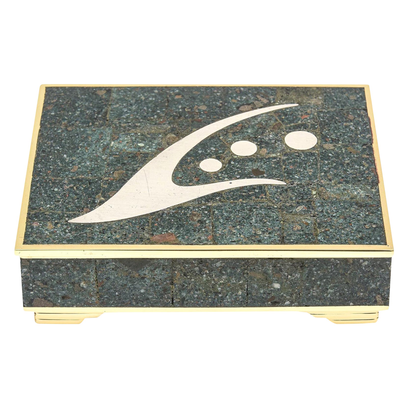 Sigi Pineda Boîte à charnière en argent, laiton, bois de rose, sodalite, pierre turquoise MCM en vente