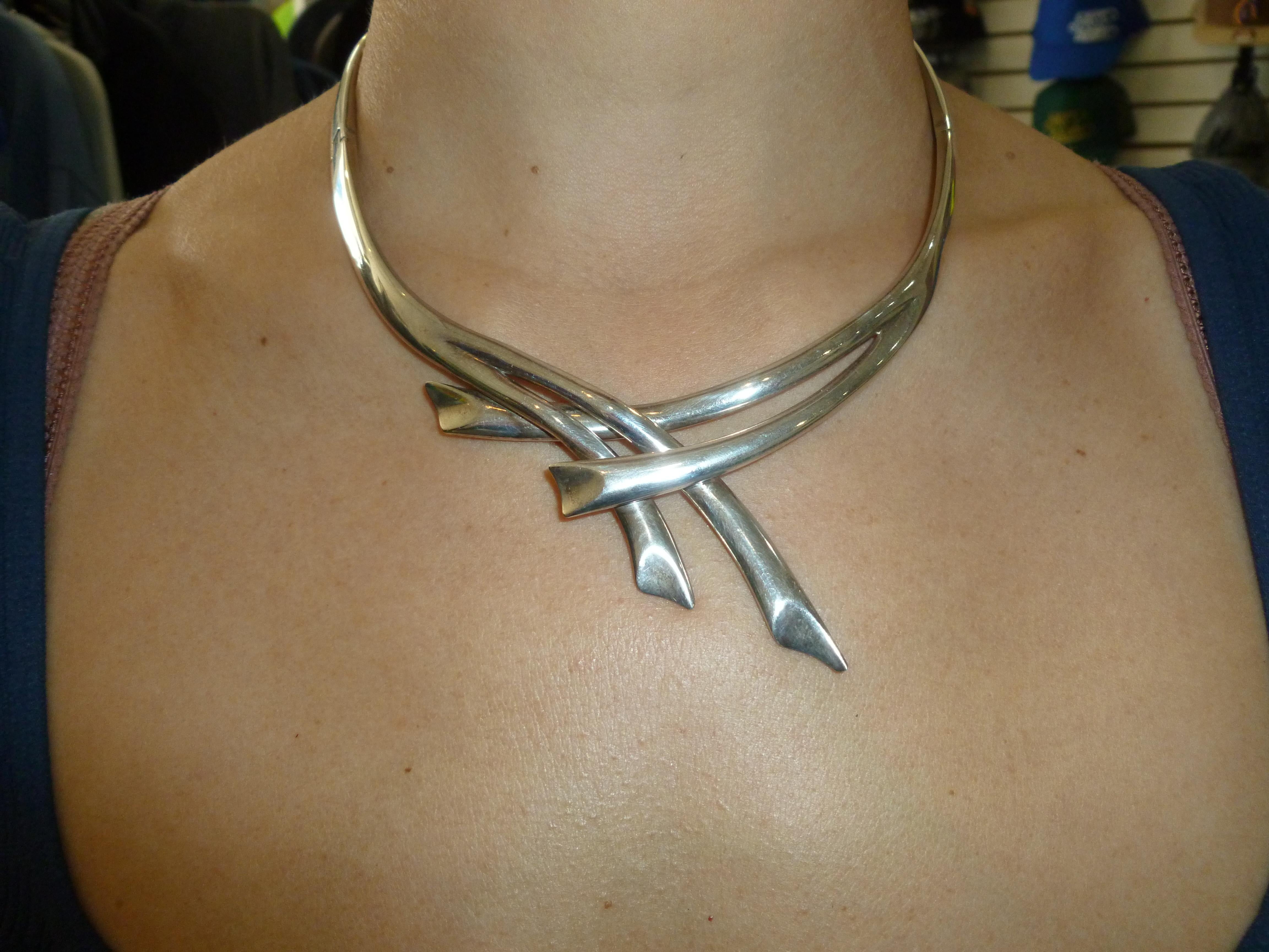  Sigi Pineda Sterling Silver Sculptural Collar Necklace 2