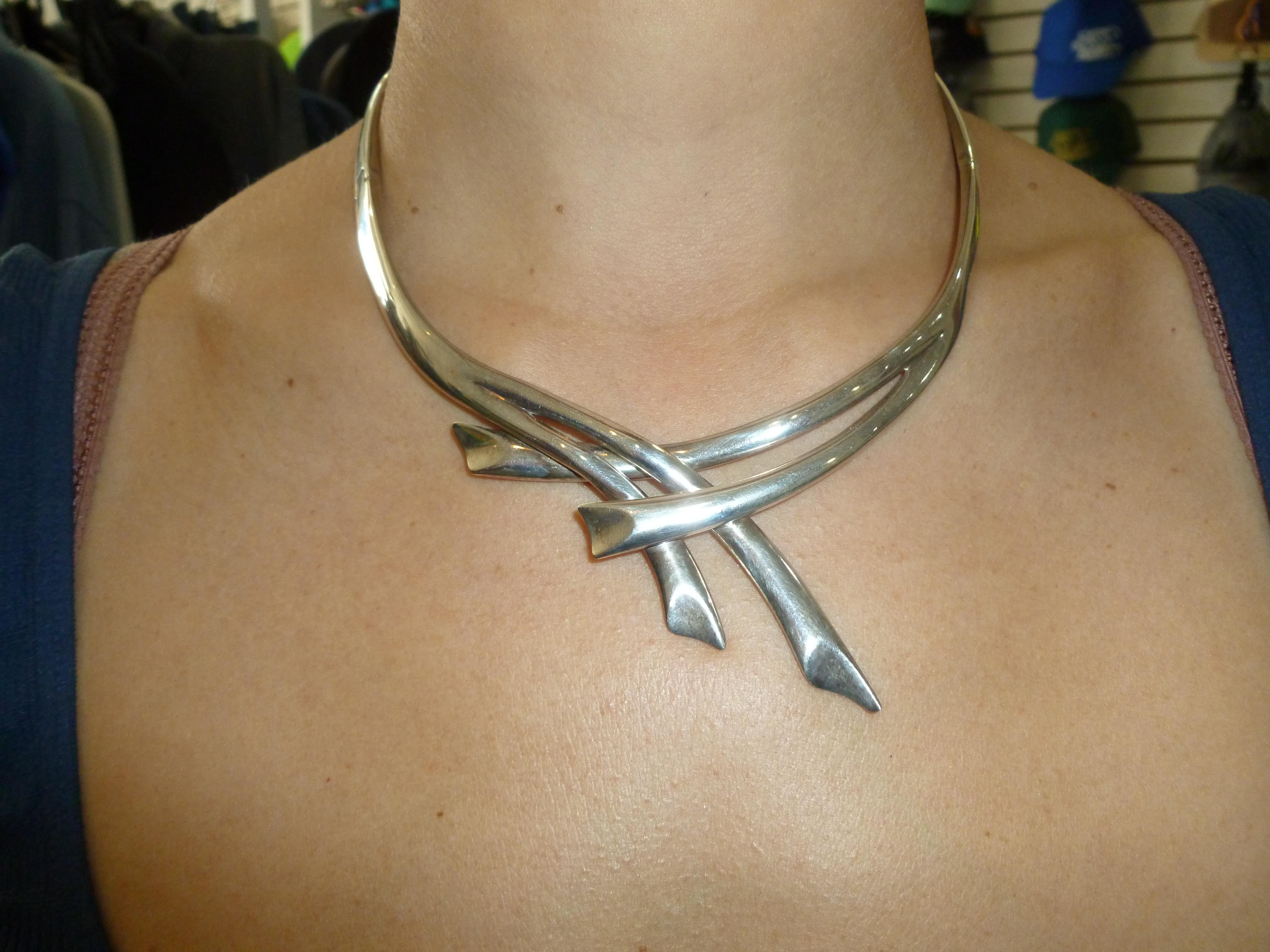  Sigi Pineda Sterling Silver Sculptural Collar Necklace 3
