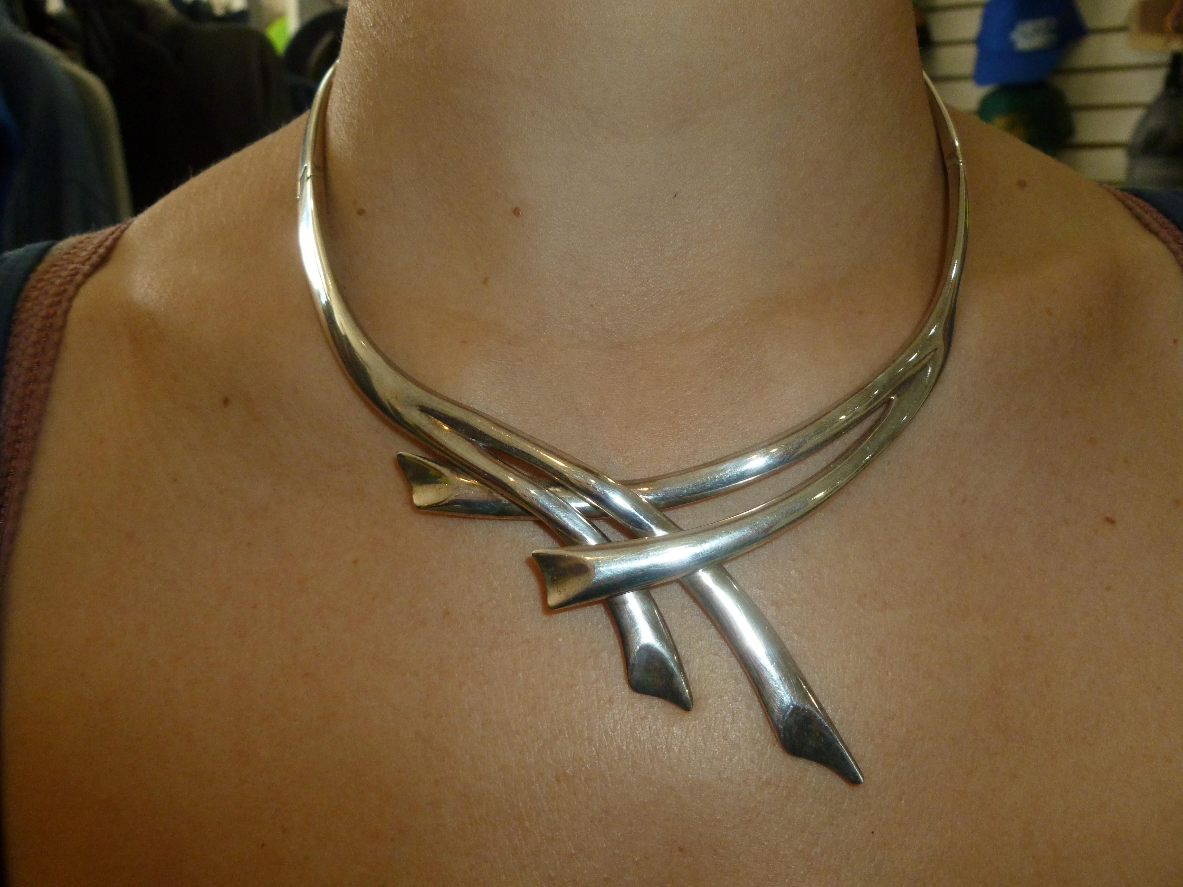  Sigi Pineda Sterling Silver Sculptural Collar Necklace 4