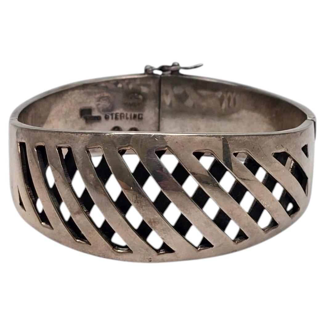 Sigi Pineda Taxco Mexico Sterling Silver Basket Weave Panel Bracelet #25171