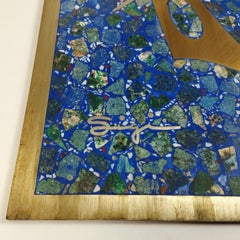 Sigifredo "Sigi" Pineda Brass and Blue Stone Mosaic Wall Plaque