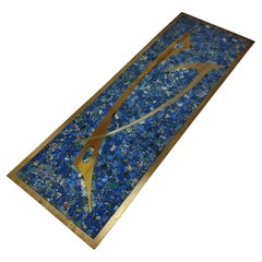 Vintage Sigifredo "Sigi" Pineda Brass and Blue Stone Mosaic Wall Plaque