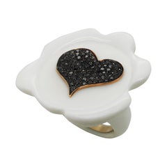 Used Sigillo Ring in White Corian, 18K gold and black diamonds