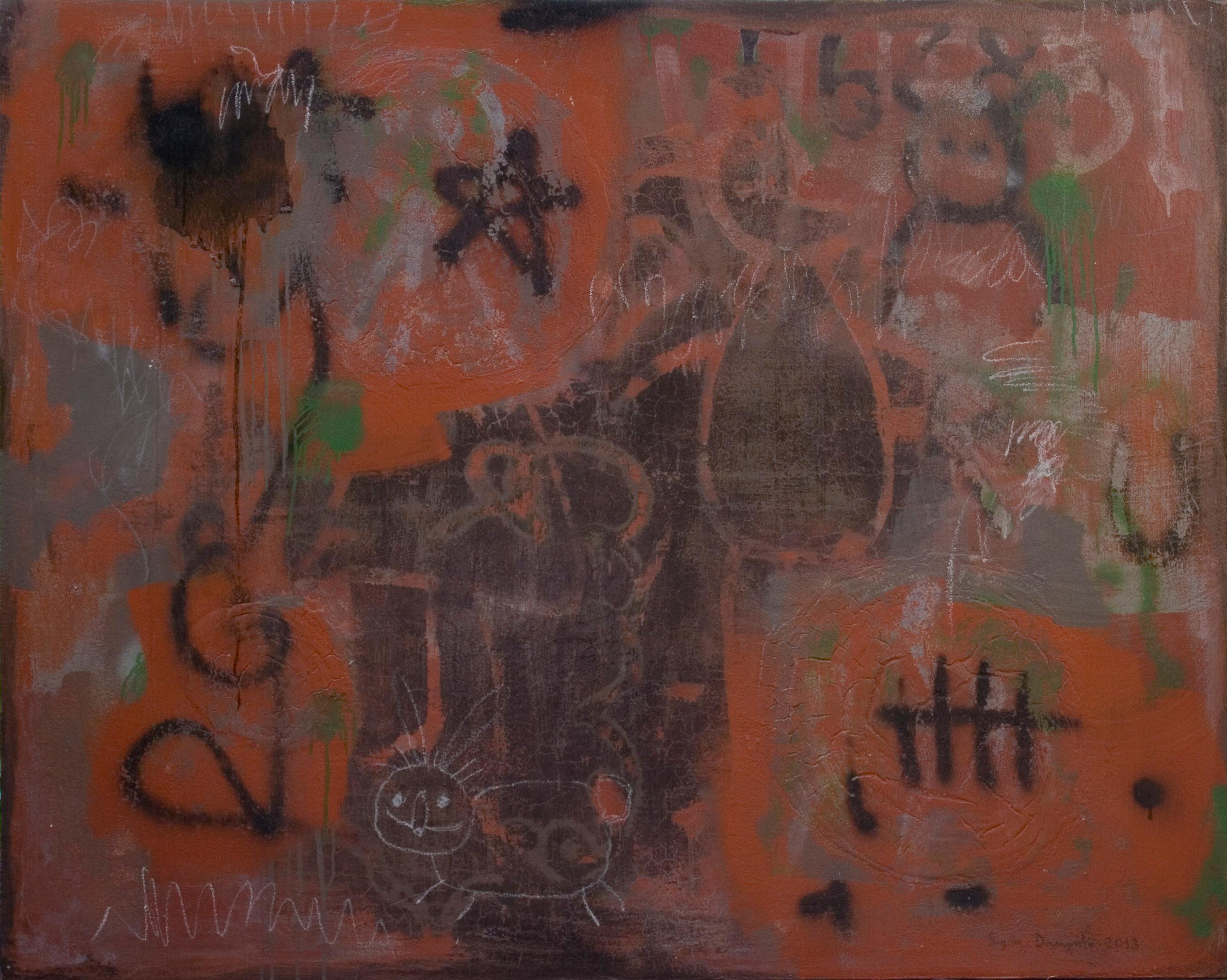 Sigita Daugule  Abstract Painting – Apotheosis of the hare. 2013. Öl auf Leinwand,  120 x 150 cm 120 x 150 cm