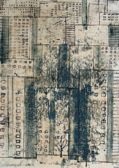 Häuser. 2001. Öl auf Leinwand,  80x57 cm.