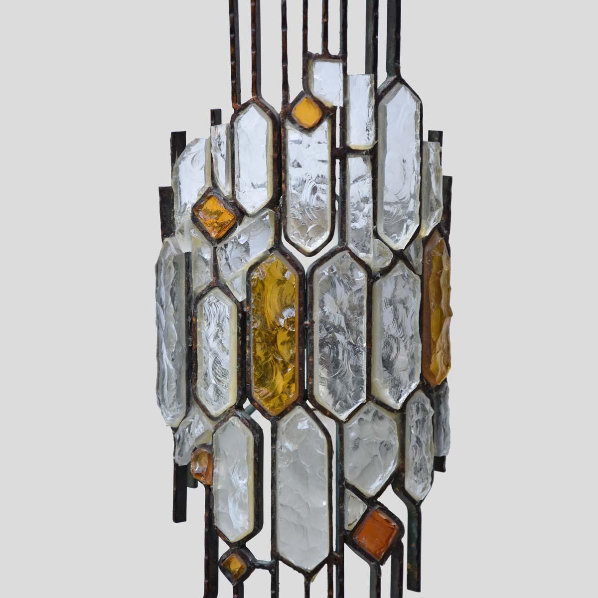 Sigle wall light Hammered Clear and Amber Italian Design by Longobard For Sale 3