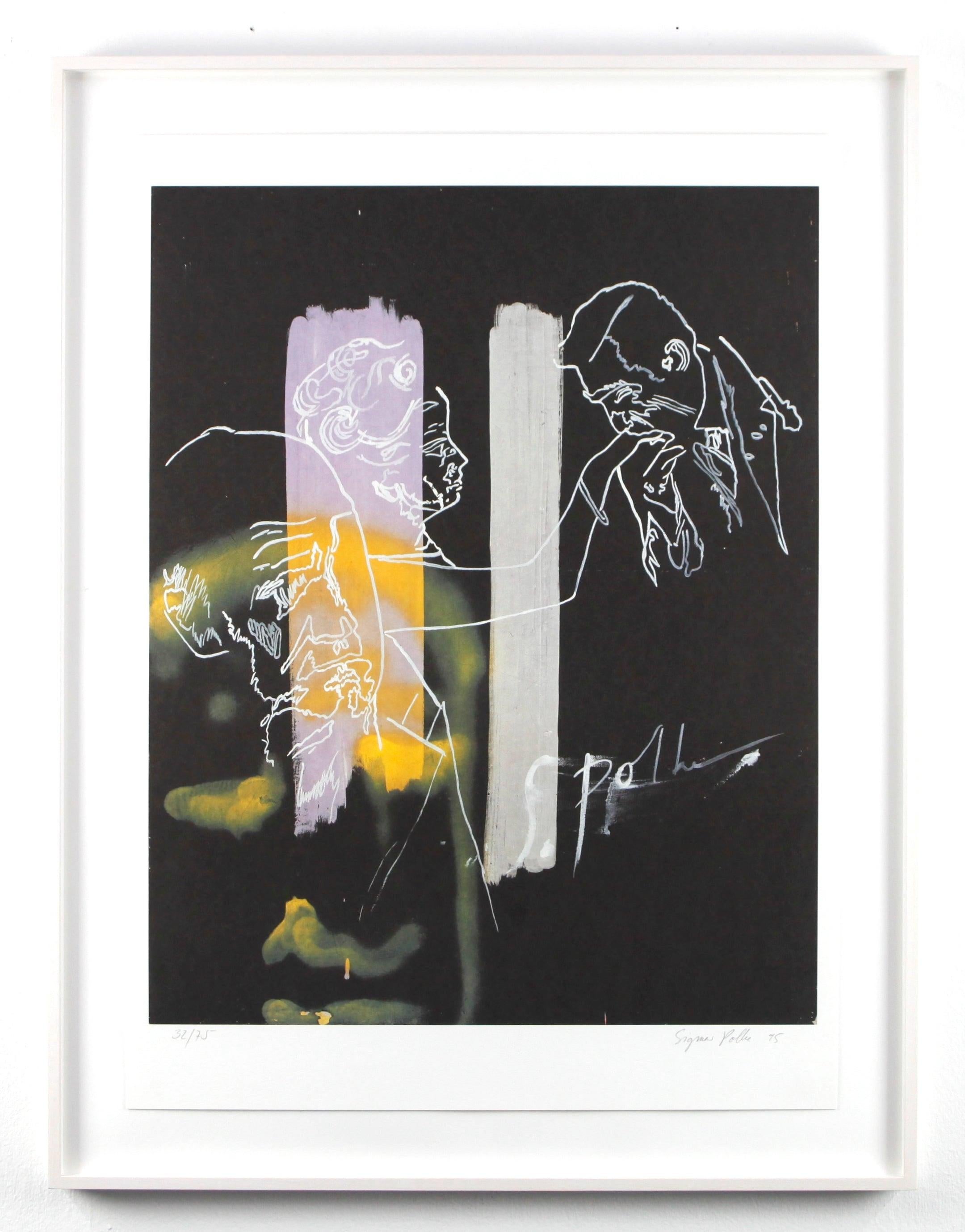 Sigmar Polke Figurative Print - "Handkiss", abstract colour print, signed and numbered by Polke (32/75)