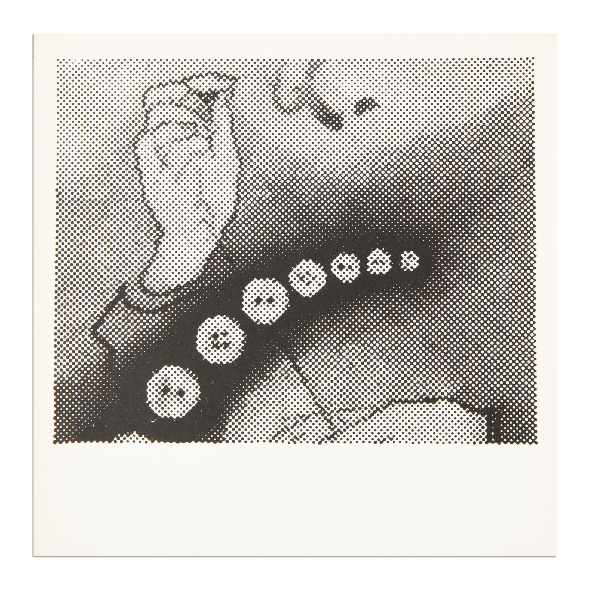 Sigmar Polke
Näherin, 1967
Medium: Offsetlithografie auf Karton
Abmessungen: 9 3/10 × 9 3/10 Zoll  23.5 × 23.5 cm
Auflage von 500 Stück: Nicht signiert (wie ausgestellt)
Zustand: Ausgezeichnet
