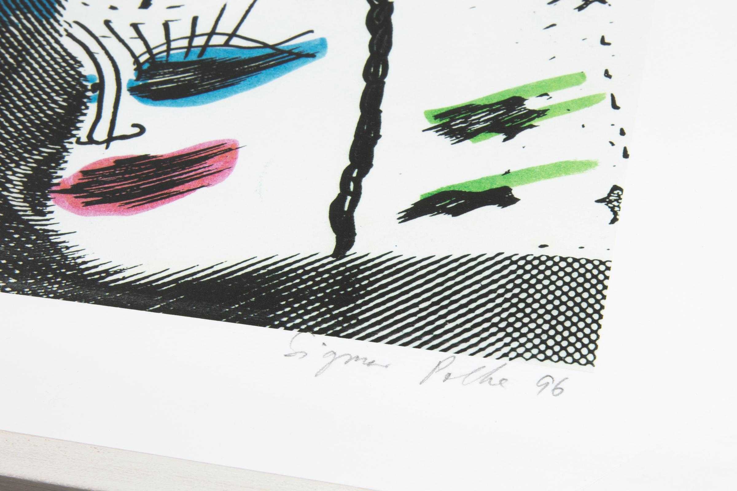 Sigmar Polke, S. schmeckt Pfirsich von H. – 1996, Lithographie, signiert im Angebot 5