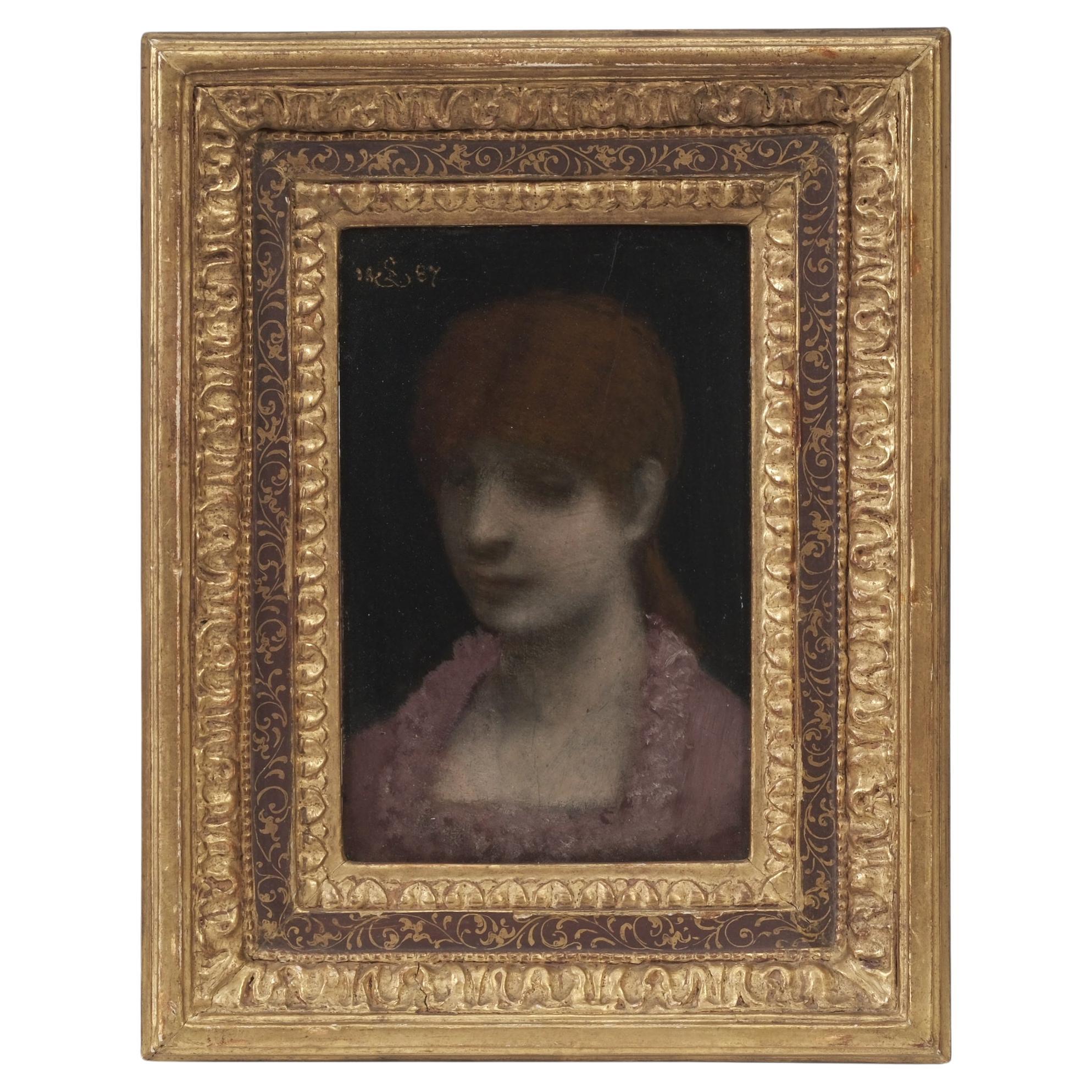 Sigmund Landsinger 19th Century Painting of a Young Women  For Sale