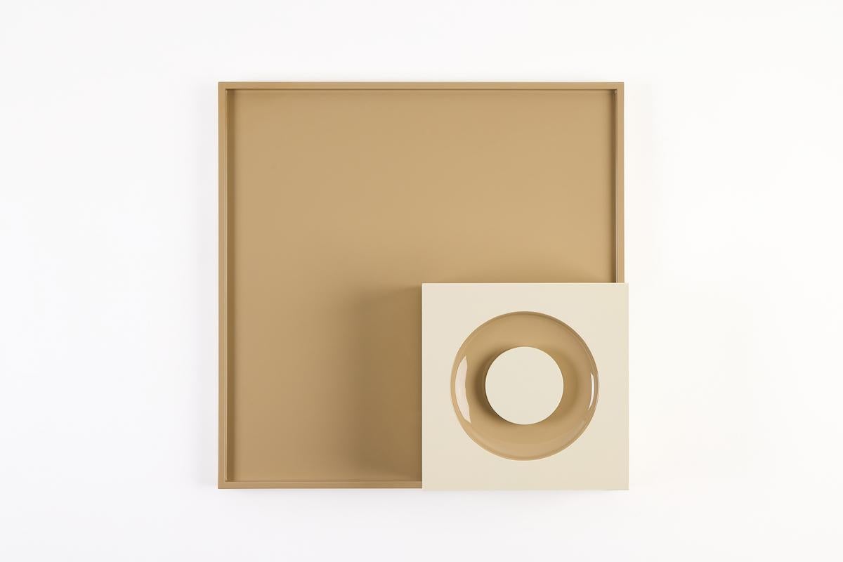 Contemporary SIGN Box Round, White Sand & Mastic by Reda Amalou For Sale