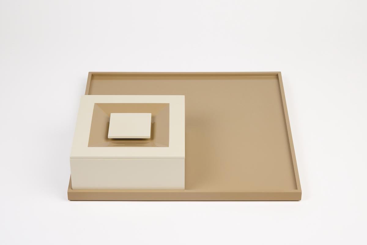 Contemporary SIGN Box Square, White Sand & Mastic by Reda Amalou For Sale
