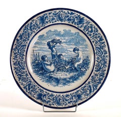 Sign by a Montagnon, Late 19th Century, Magnificent Faience Never Round Dish