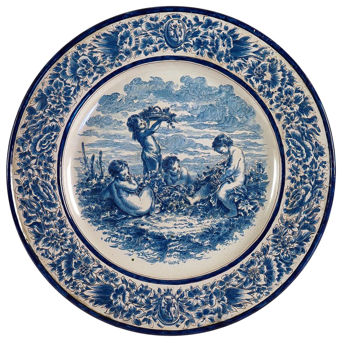 Sign by A Montagnon, Late 19th Century, Magnificent Faience Never Round Dish For Sale