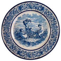 Sign by a Montagnon, Late 19th Century, Magnificent Faience Never Round Dish
