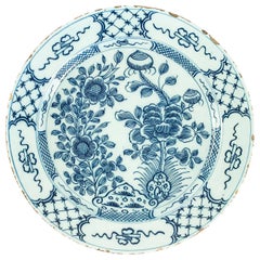 Sign by Ax, Mid-18th Century, Magnificent Faience Delft Round Dish