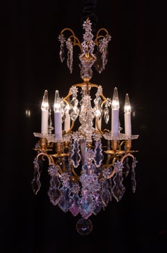 Sign by Baccarat, French Louis XV Style Gilt-Bronze & Cut Crystal Chandelier Cir
