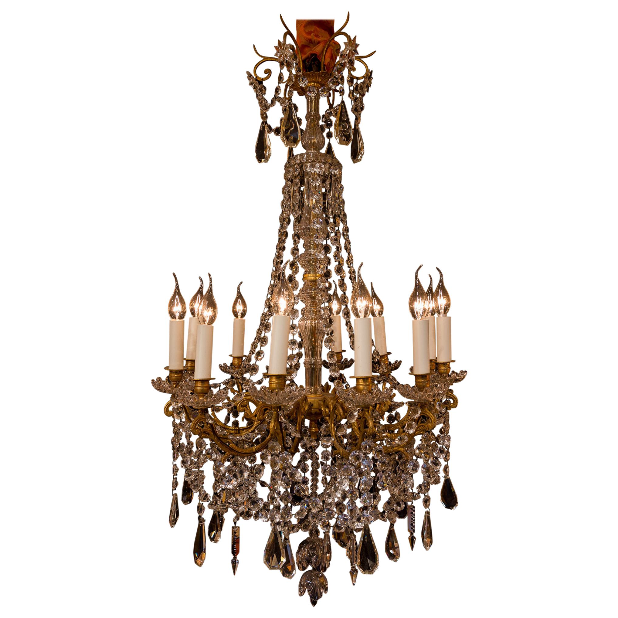 Sign by Baccarat French Louis XVI Style Bronze and Cut Crystal Chandelier
