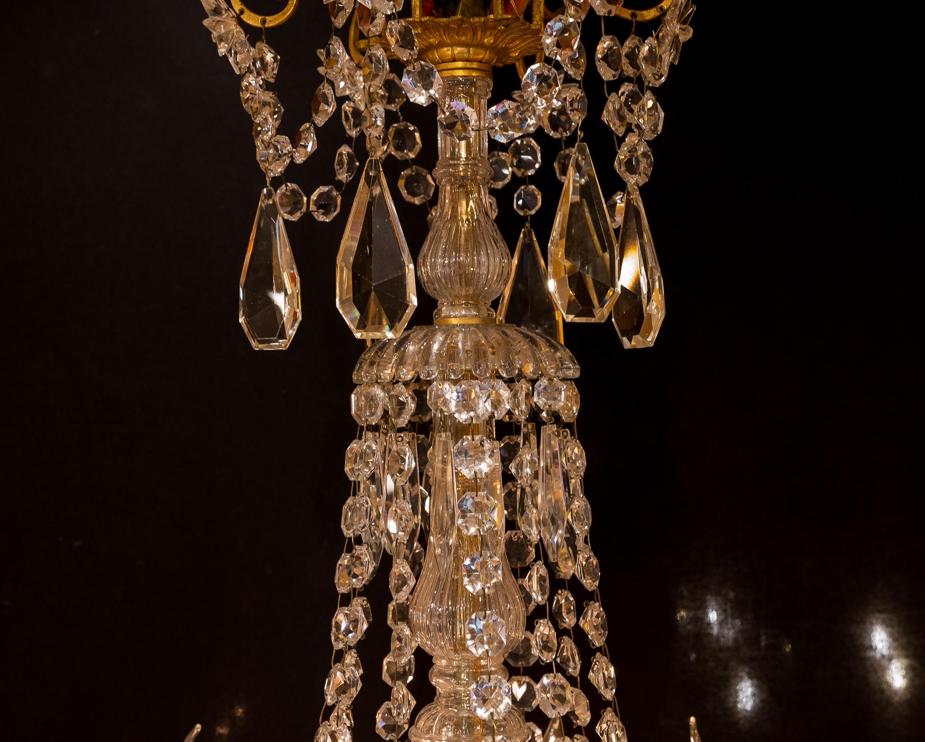 Sign by Baccarat French Louis XVI Style Bronze and Cut Crystal Chandelier In Good Condition In Saint Ouen, FR