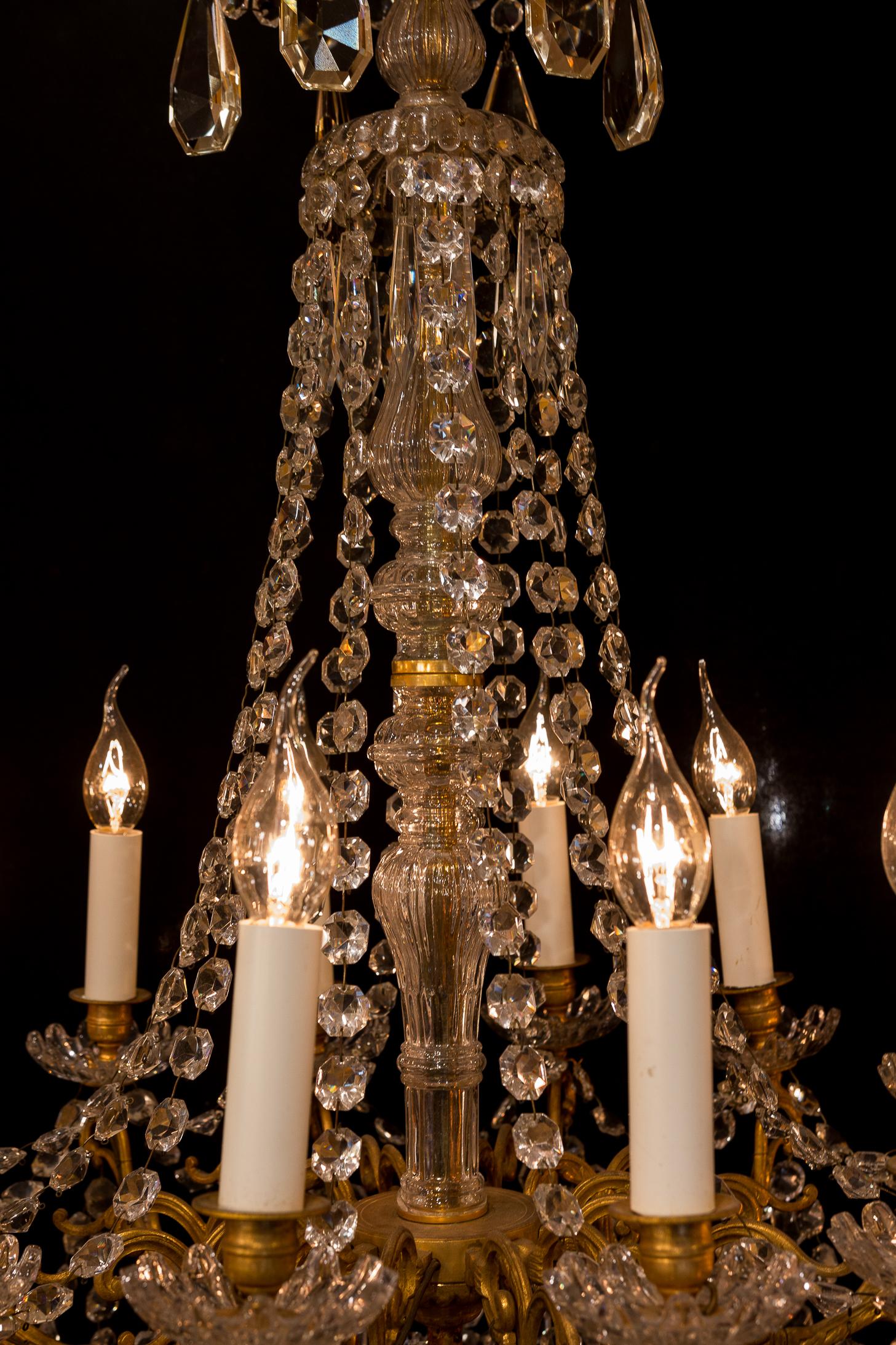 19th Century Sign by Baccarat French Louis XVI Style Bronze and Cut Crystal Chandelier