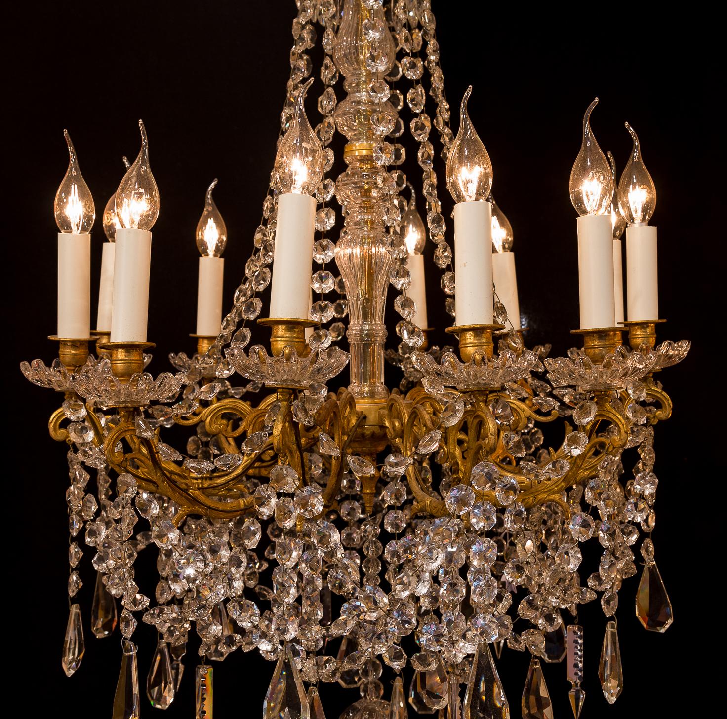 Sign by Baccarat French Louis XVI Style Bronze and Cut Crystal Chandelier 2