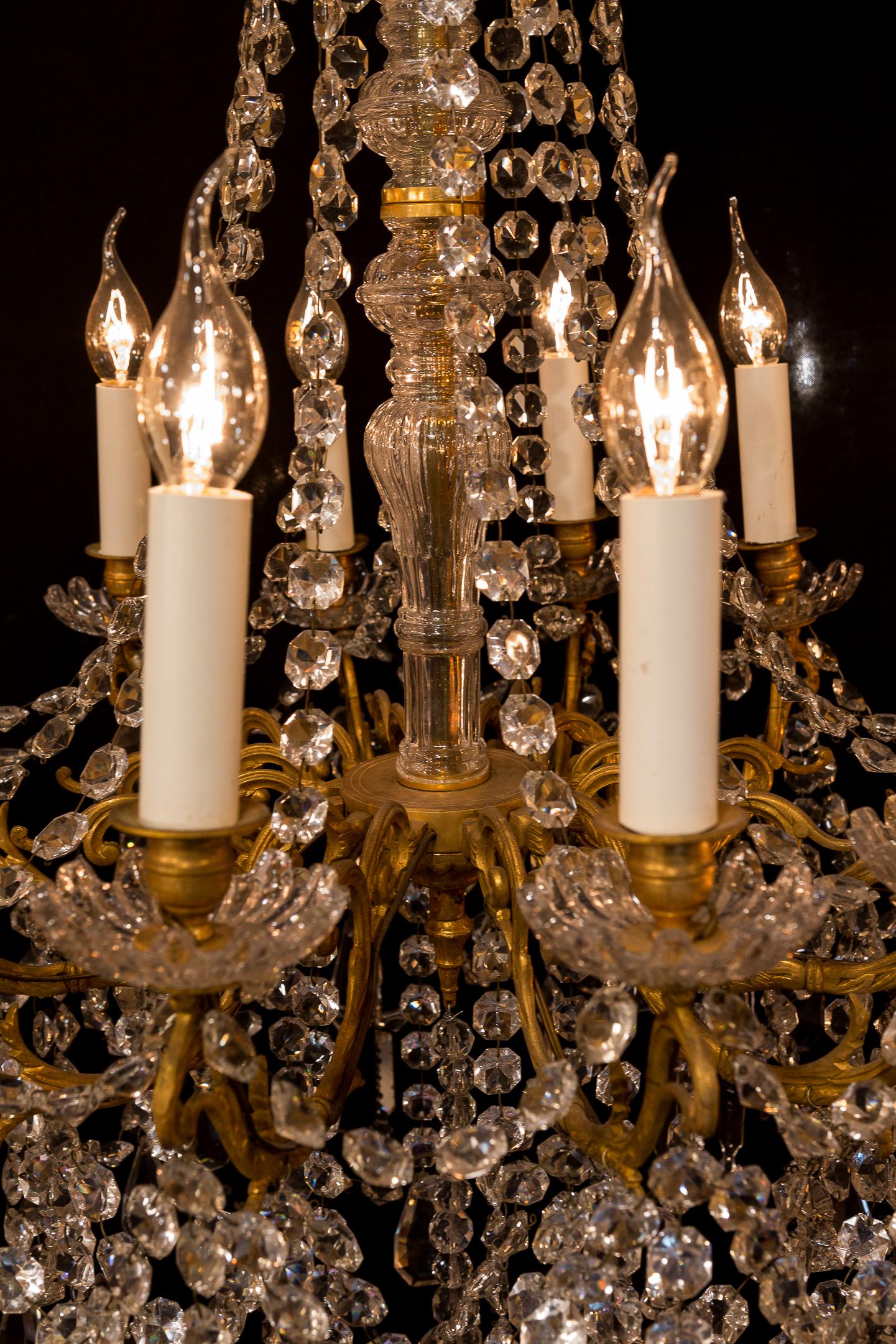 Sign by Baccarat French Louis XVI Style Bronze and Cut Crystal Chandelier 4