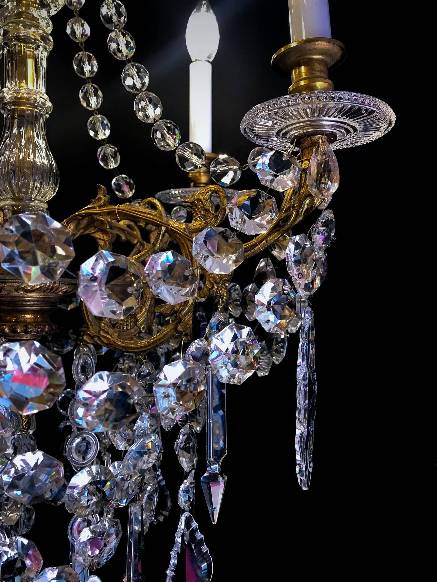 Sign by Baccarat, Late 19th Century Ormolu and Crystal Small Chandelier 3