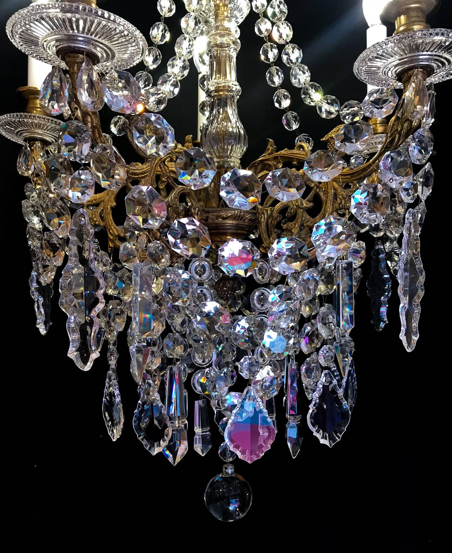 Sign by Baccarat, Late 19th Century Ormolu and Crystal Small Chandelier 4