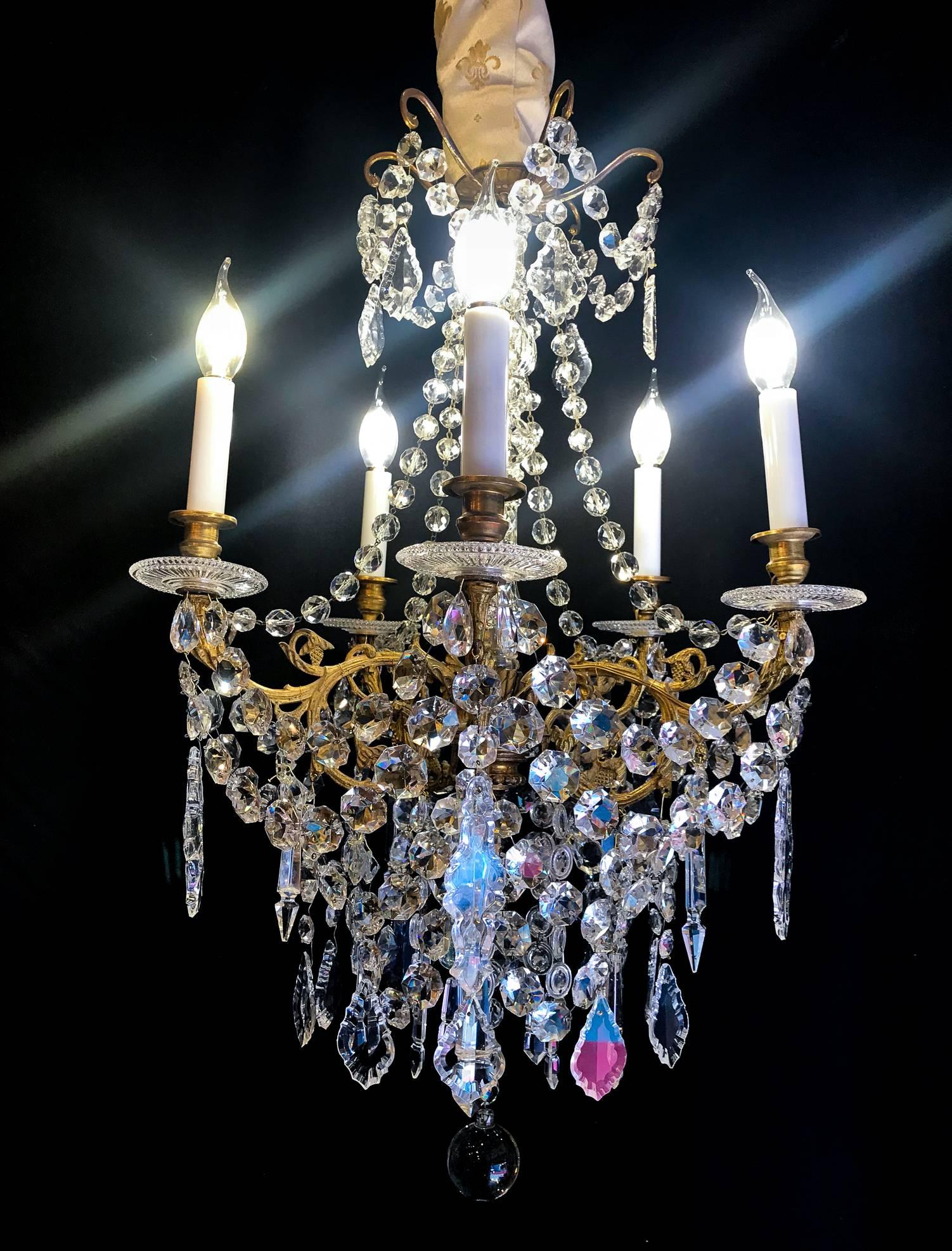 Sign by Baccarat, Late 19th Century Ormolu and Crystal Small Chandelier 6