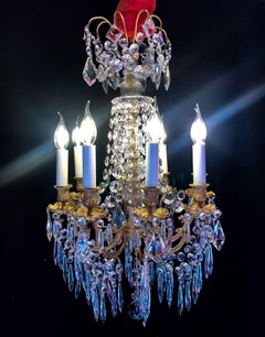Sign by Baccarat, Late 19th Century Ormolu and Crystal Small Chandelier