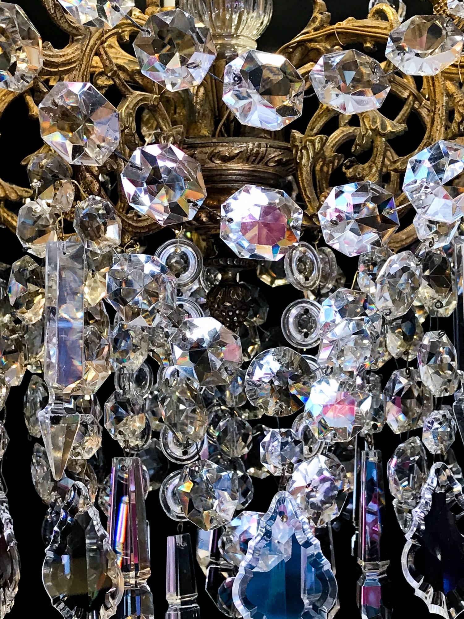 Sign by Baccarat, Late 19th Century Ormolu and Crystal Small Chandelier 1