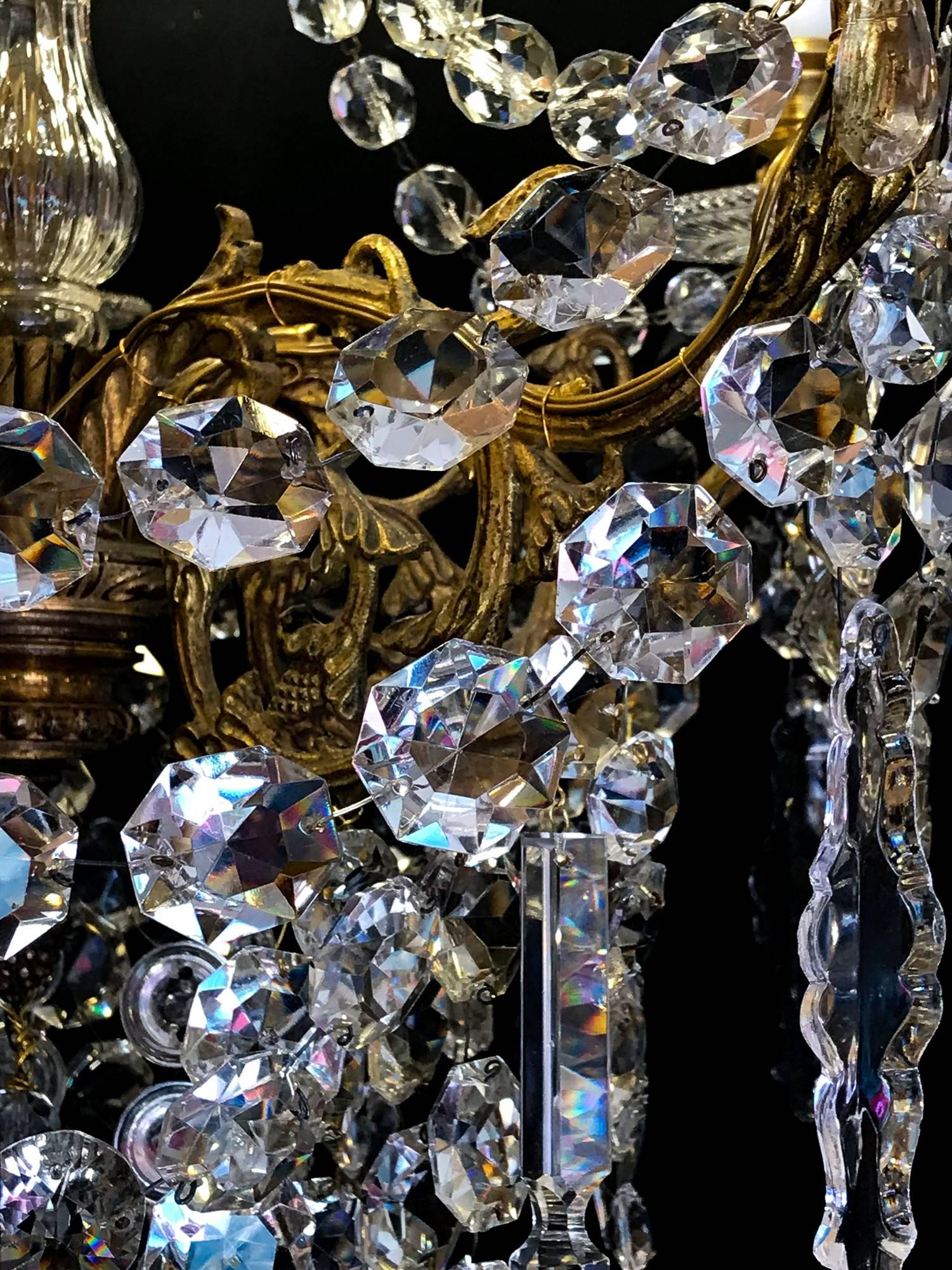 Sign by Baccarat, Late 19th Century Ormolu and Crystal Small Chandelier 2