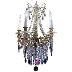 Sign by Baccarat, Late 19th Century Ormolu and Crystal Small Chandelier