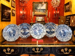 Sign by Claw 490 Brand, Early 18th Century, Pair of Faience Delft Round Dishes