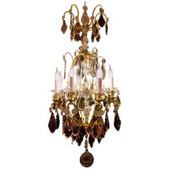 Sign by Cristalleries De Baccarat Gilt-Bronze Cut Crystal Chandelier, circa 1880