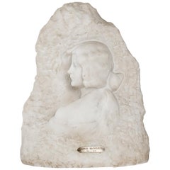 Sign by Gory Affortunato White Carrara Marble Sculpture 'The Roses', circa 1900