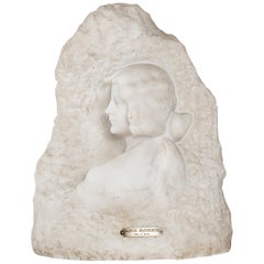 Sign by Gory Affortunato White Carrara Marble Sculpture the Roses, circa 1900