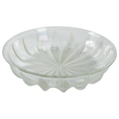 Sign by René Lalique France, Round Dish in Opalescent Glass, Chataignier