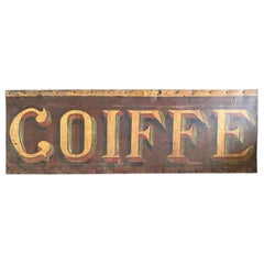 Antique Sign "COIFFE", Part of a Coiffeur Shop Sign, 19th Century