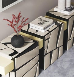 Sign Console Table in Stone Textured Lacquered MDF by Hermhaus
